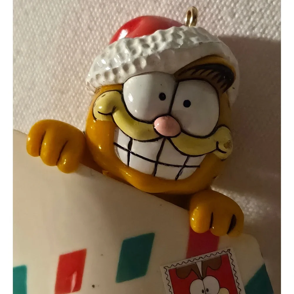 Vintage 1981 Garfield Santa Claus North‎ Pole Envelope Christmas Ornament Odie